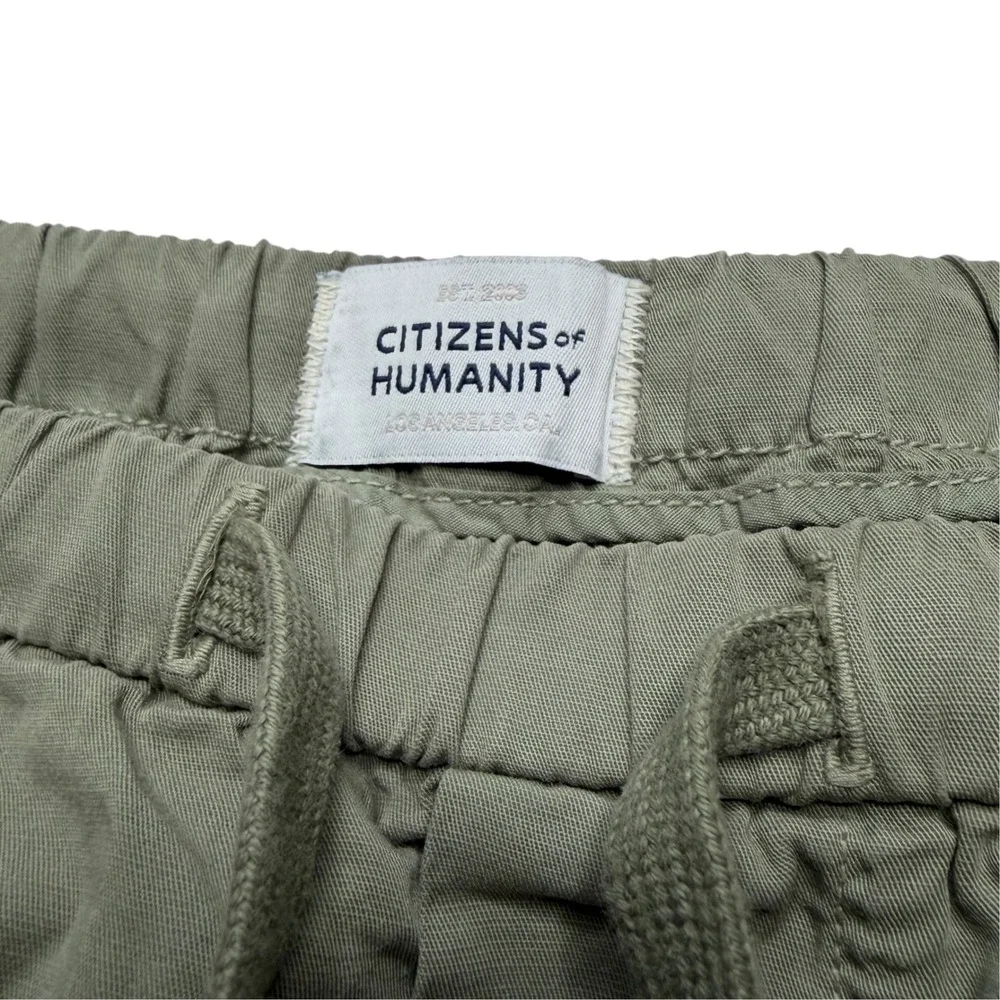 CITIZENS OF HUMANITY Aurora Wide Leg Pants Green Cotton Flax Women's Size Medium